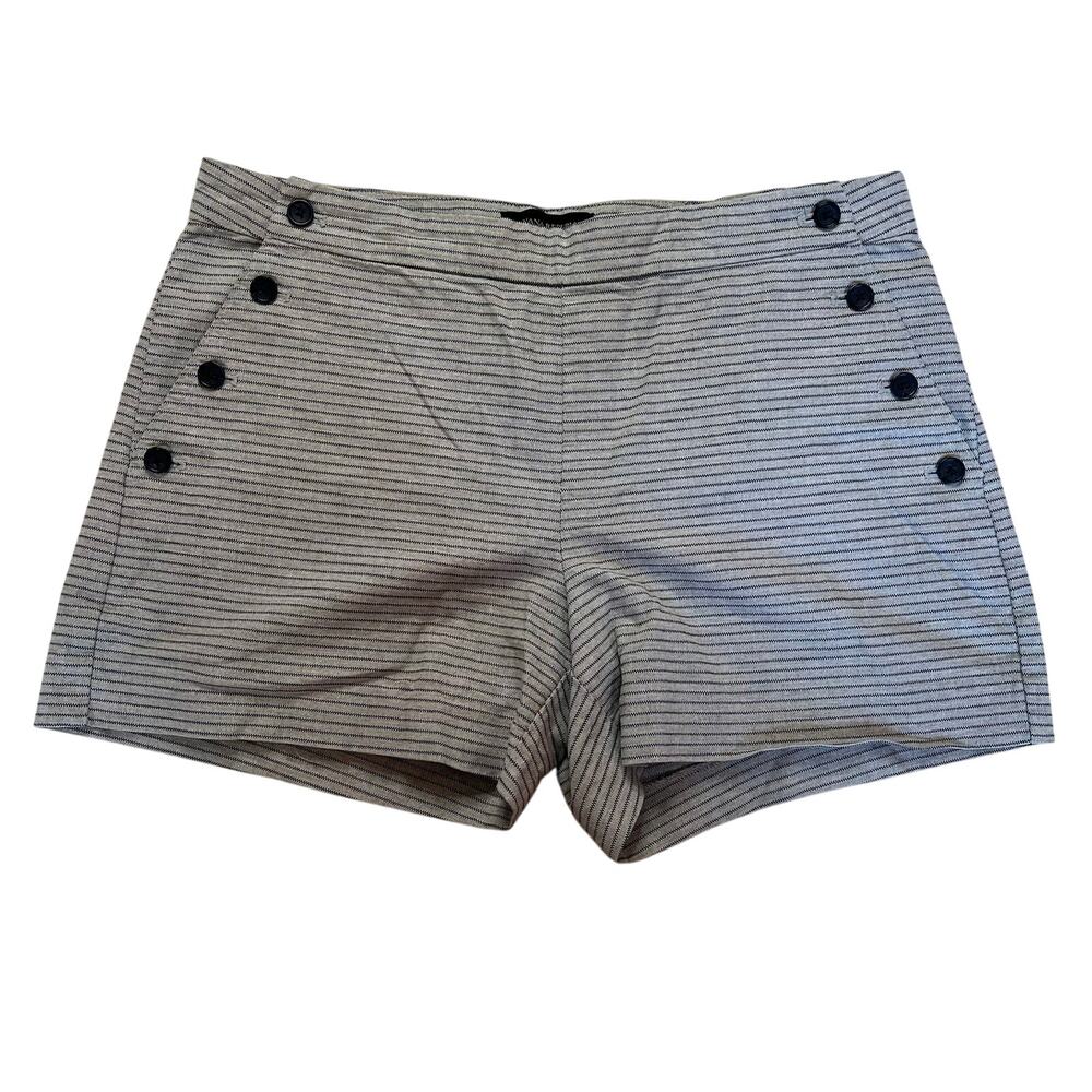 Banana Republic Sailor Shorts Women's 8 Gray & Blue Striped Pants Nautical